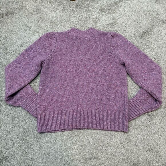 Faherty Lavender Boone Merino Wool Blend Puff Sleeve Sweater S - Picture 2 of 12